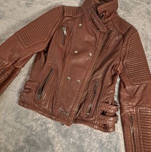 "Burberry Loseley" Style biker leather jacket size XS